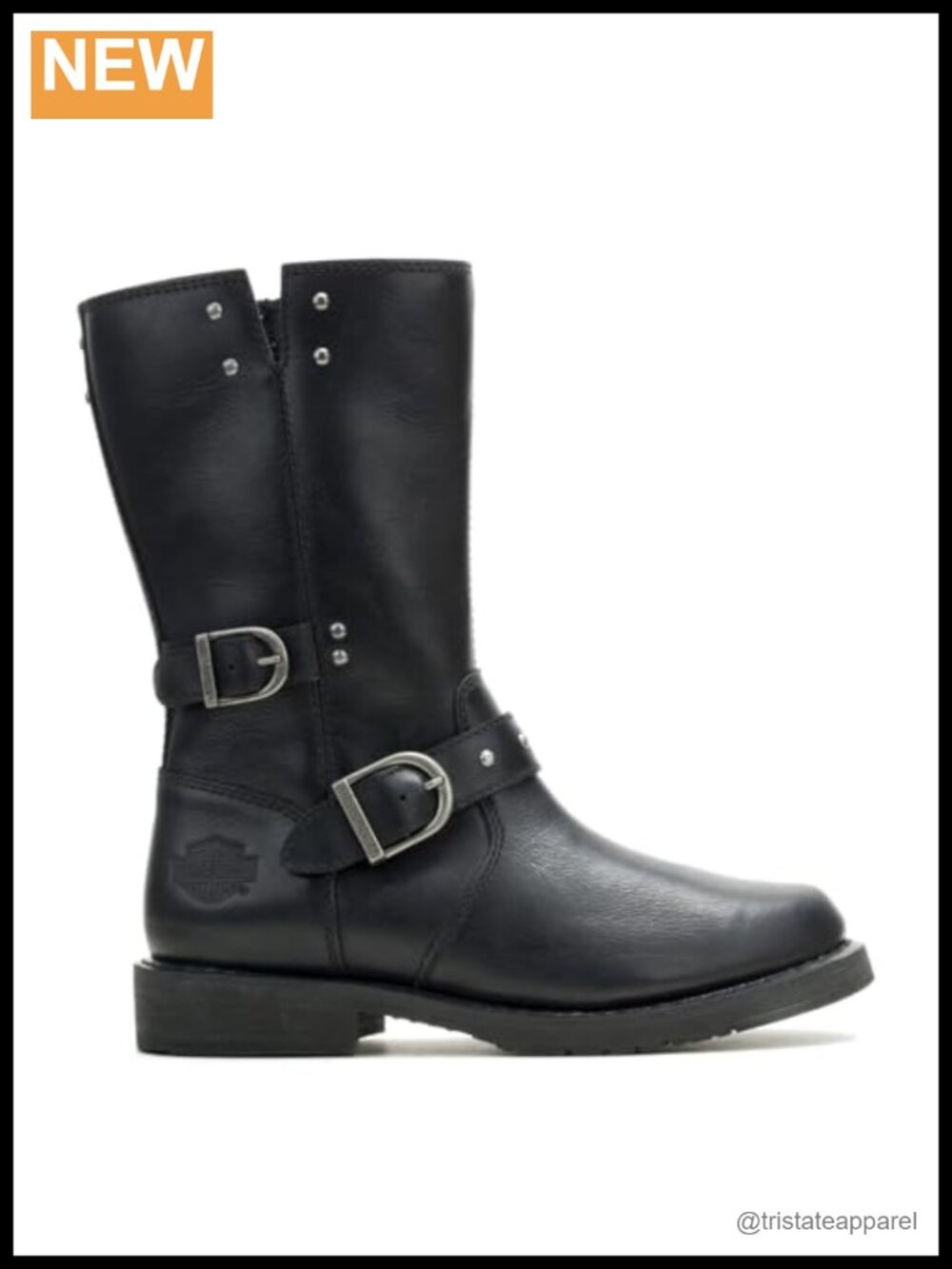 Harley-Davidson Women's Addie Motorcycle Boots Mid Calf Low Heel Full Grain